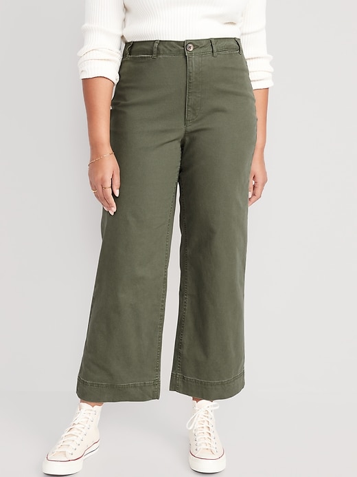 High-Waisted Wide-Leg Cropped Chino Pants | Old Navy