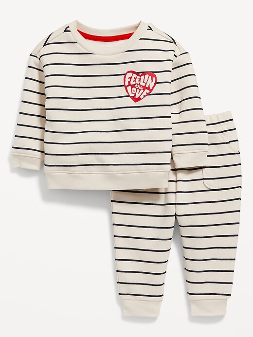 View large product image 1 of 2. Unisex "Feelin' the Love" Valentine's Sweatshirt and Sweatpants Set for Baby