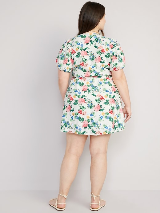 Image number 8 showing, Floral Puff-Sleeve Mini Wrap Dress