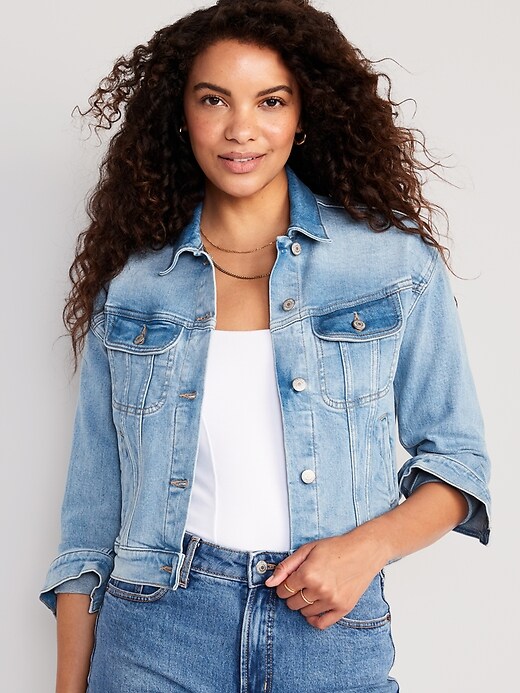 Image number 1 showing, Cropped Jean Jacket for Women