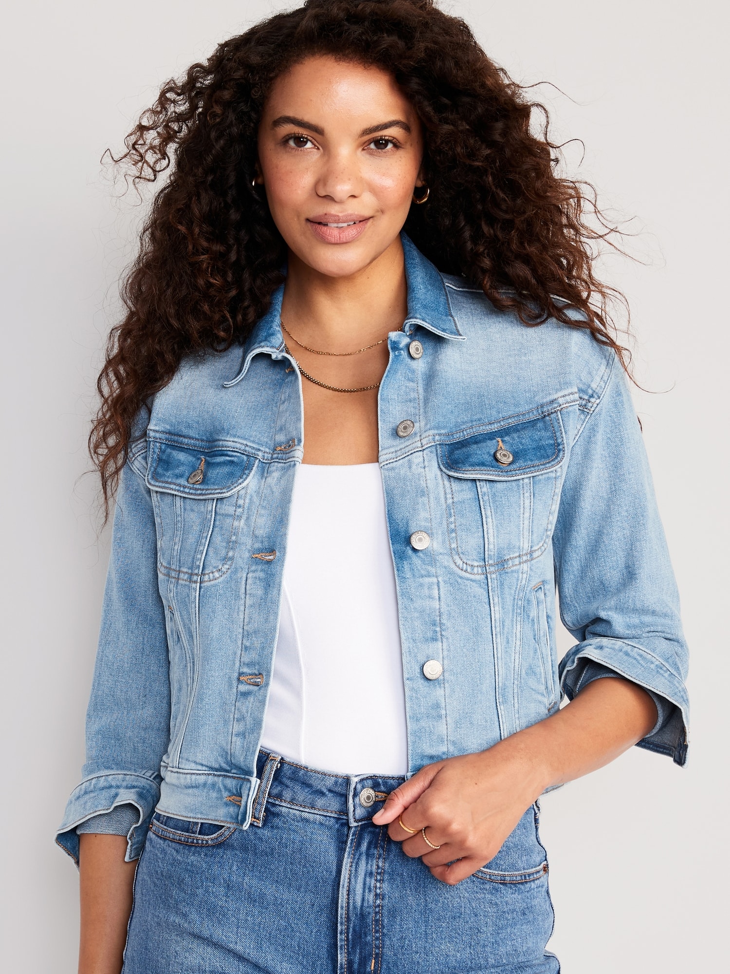Old Navy Cropped Jean Jacket for Women blue. 1
