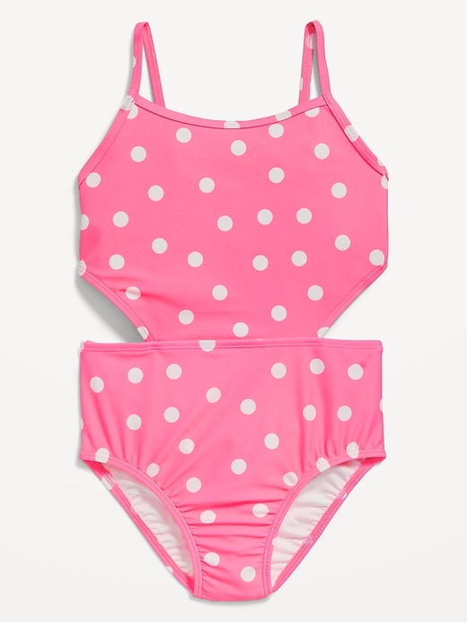View large product image 1 of 1. Patterned Cut-Out-Waist One-Piece Swimsuit for Girls