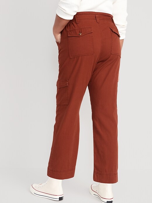 Image number 6 showing, High-Waisted Tie-Belt Cargo Straight Workwear Ankle Pants