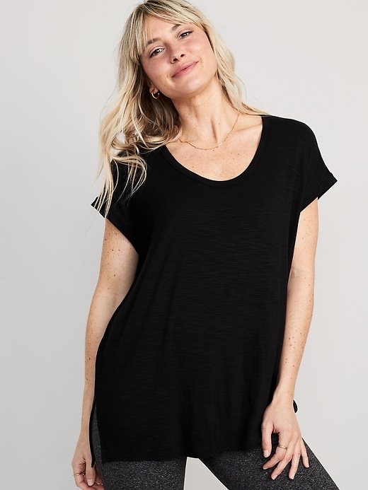Image number 1 showing, Luxe Voop-Neck Tunic T-Shirt