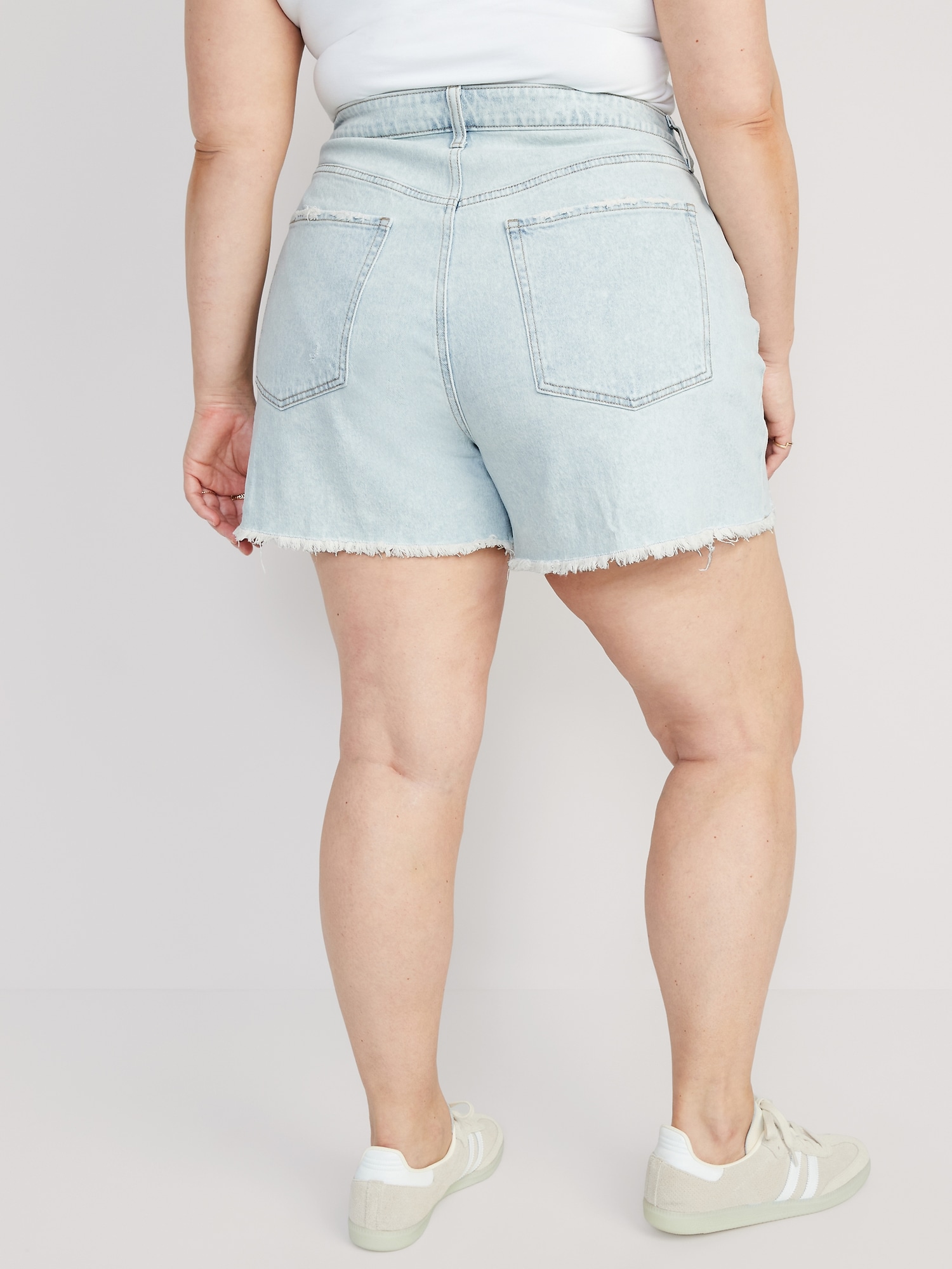 Curvy High-Waisted Button-Fly OG Straight Cut-Off Jean Shorts for