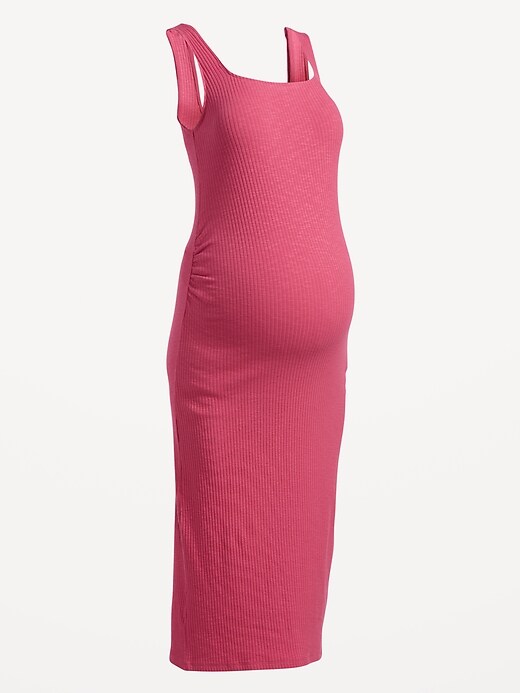 View large product image 1 of 2. Maternity Fitted Sleeveless Square-Neck Midi Dress