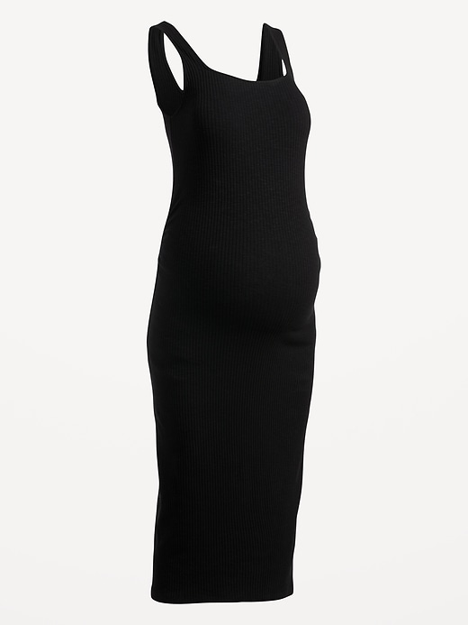 View large product image 2 of 2. Maternity Fitted Sleeveless Square-Neck Midi Dress