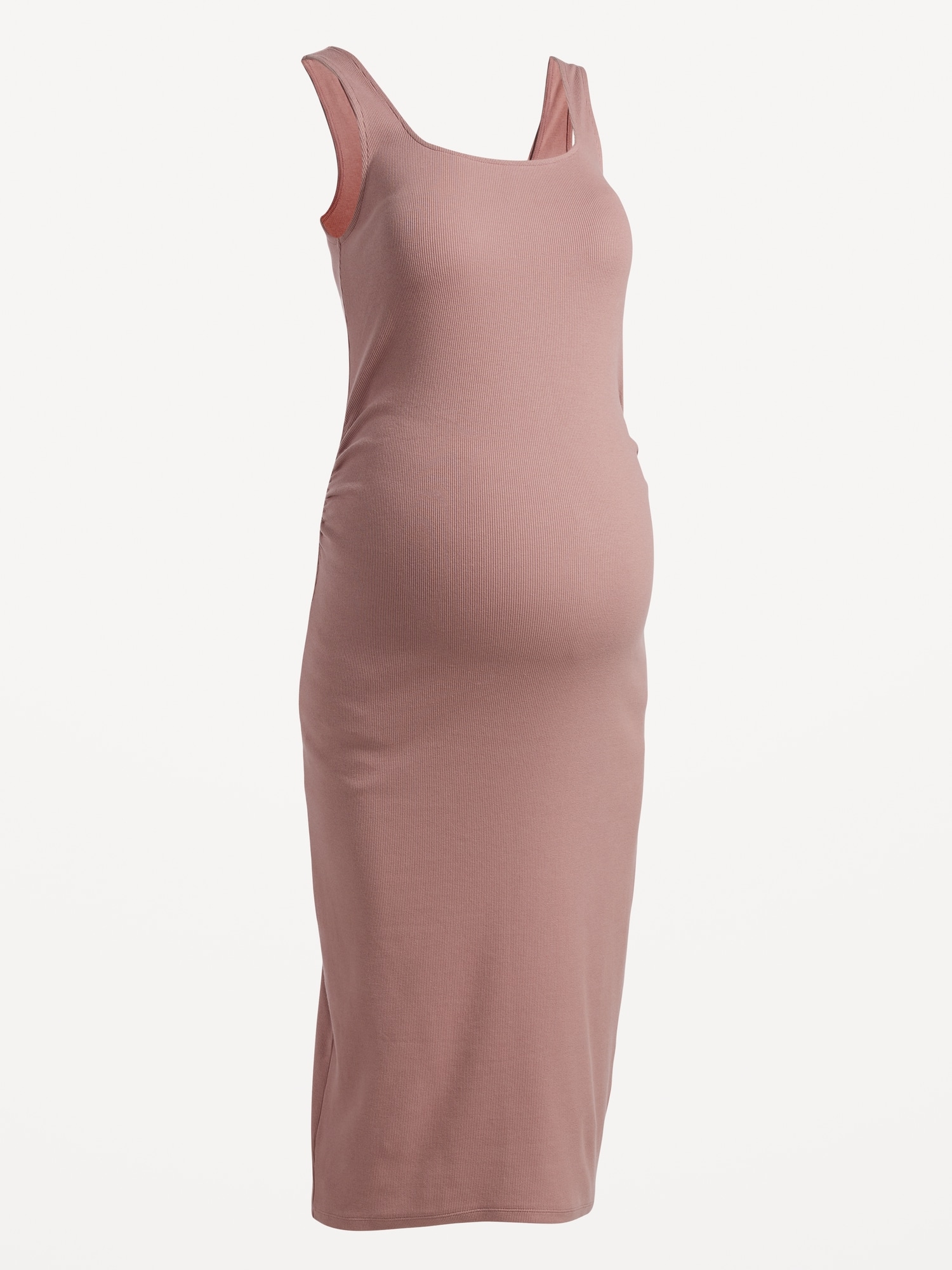 Maternity Square-Neck Rib-Knit Midi Dress - Yahoo Shopping