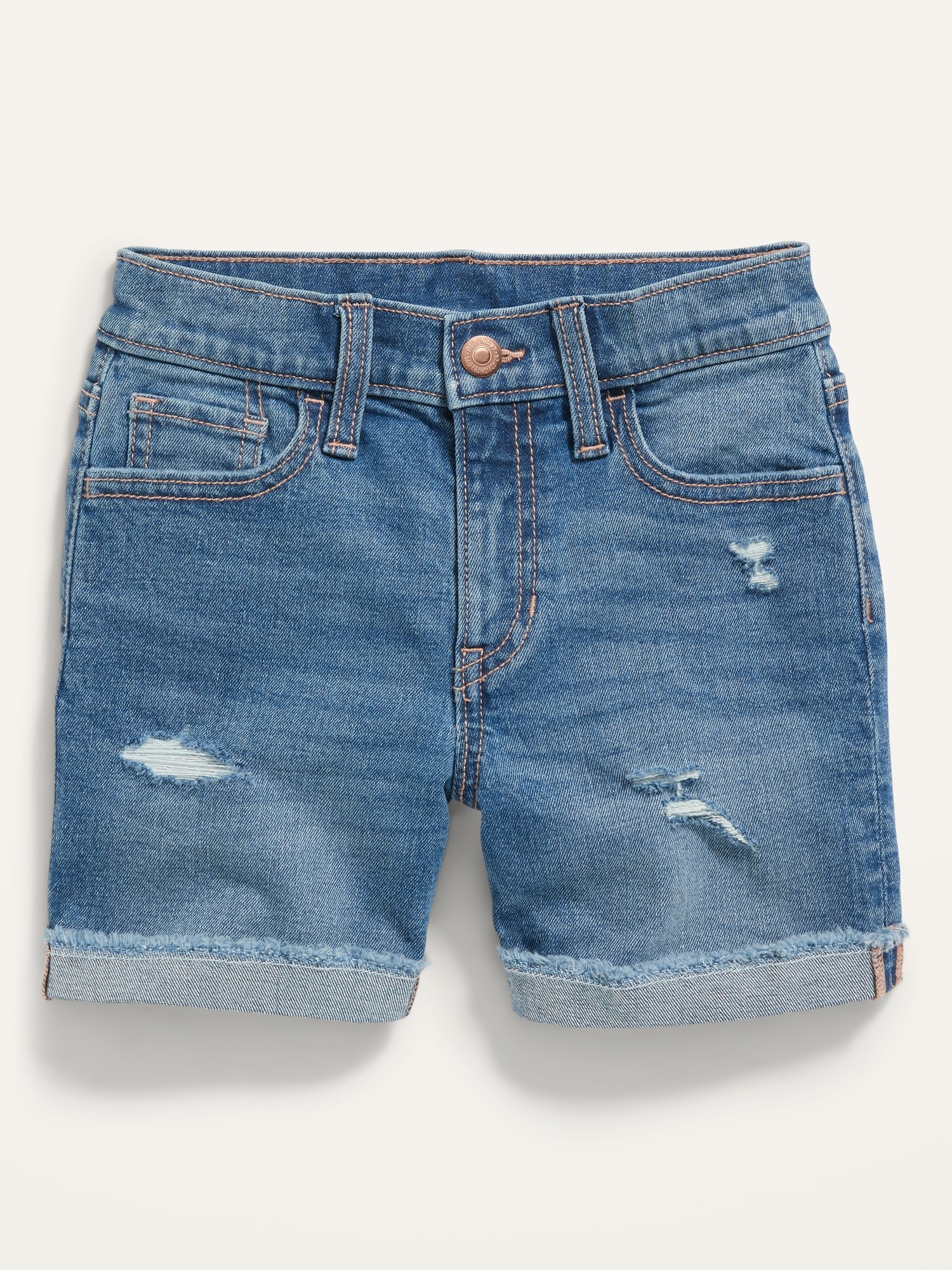 High-Waisted Roll-Cuffed Jean Midi Shorts for Girls | Old Navy