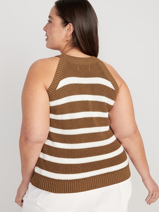Image number 8 showing, Sleeveless Striped Shaker-Stitch Cropped Sweater