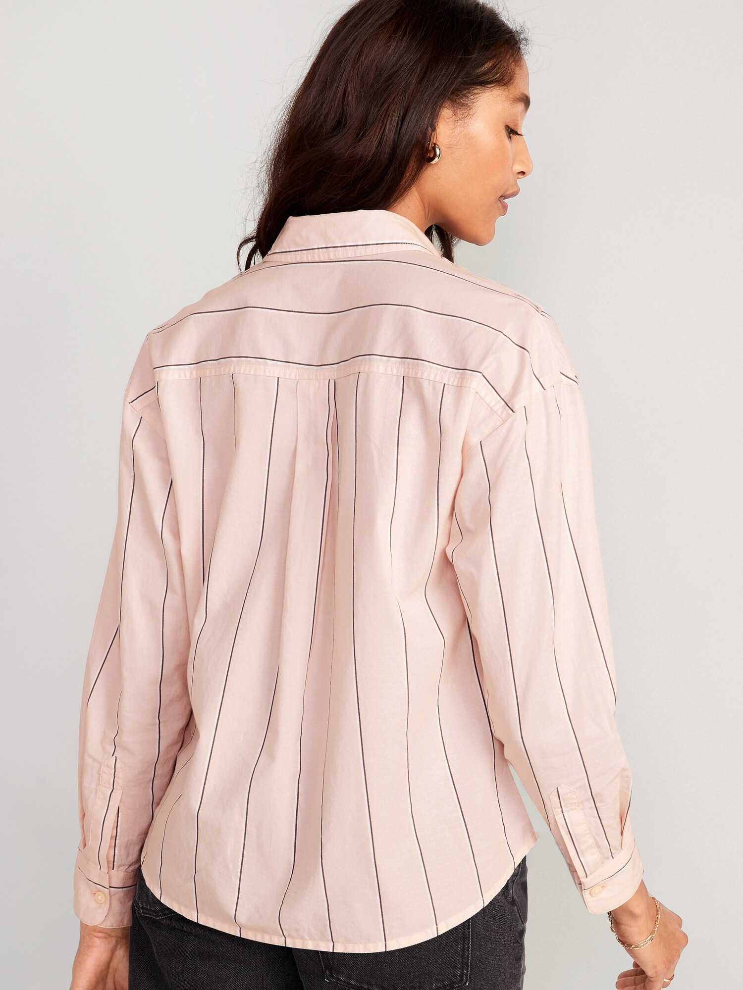 Striped Cropped Utility Boyfriend Shirt Old Navy