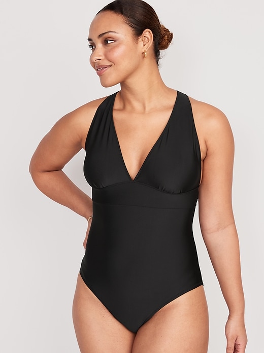 Image number 5 showing, Matching V-Neck One-Piece Swimsuit