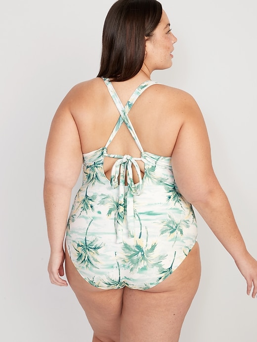 Image number 8 showing, Matching V-Neck One-Piece Swimsuit