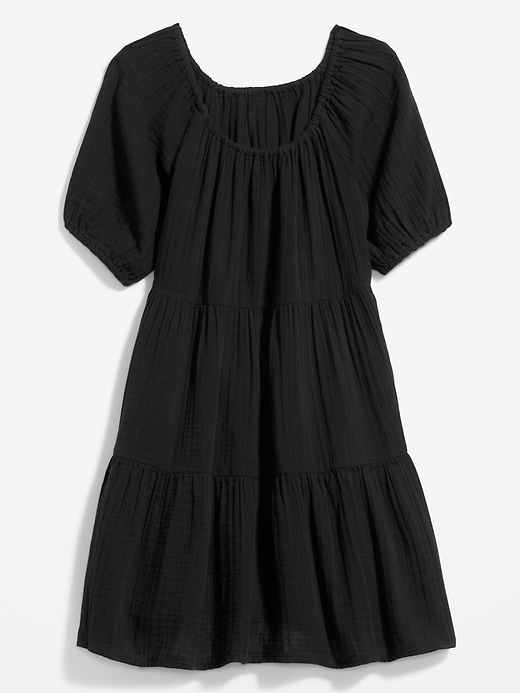 Image number 4 showing, Puff-Sleeve Tiered Mini Swing Dress