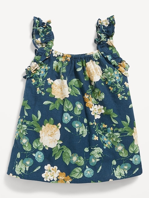 View large product image 1 of 2. Sleeveless Ruffle-Trim Floral-Print Top for Baby