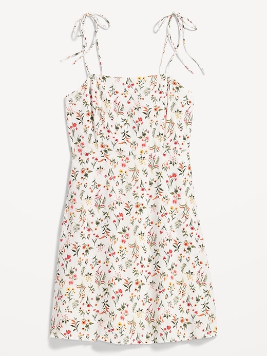 Image number 4 showing, Fit & Flare Floral Tie-Shoulder Mini Cami Dress