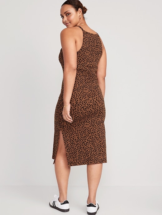 Image number 6 showing, Fitted Leopard-Print Sleeveless Rib-Knit Midi Dress