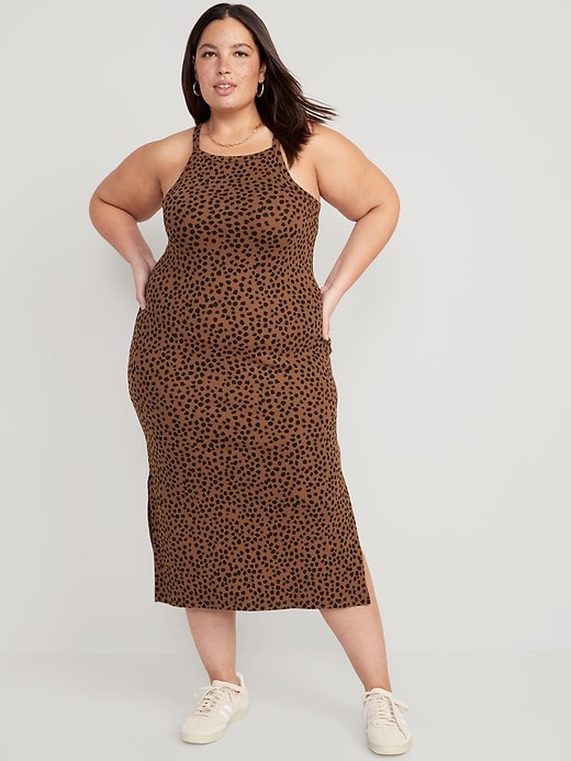 Image number 7 showing, Fitted Leopard-Print Sleeveless Rib-Knit Midi Dress