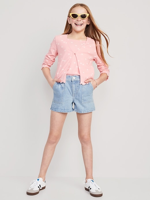 View large product image 2 of 4. Elasticized Waist Workwear Non-Stretch Jean Shorts for Girls