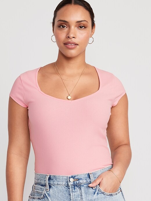 Sweetheart RibKnit TShirt for Women Old Navy