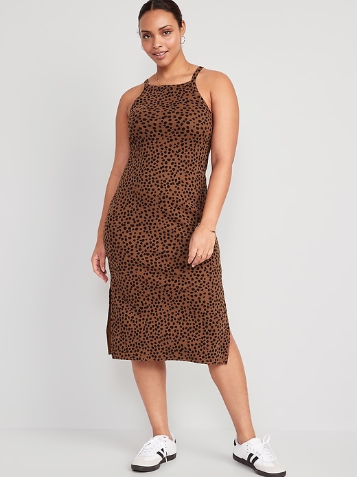 Image number 5 showing, Fitted Leopard-Print Sleeveless Rib-Knit Midi Dress