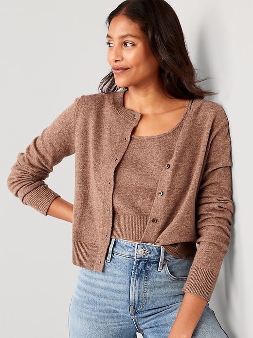 Cropped Cozy-Knit Cardigan | Old Navy