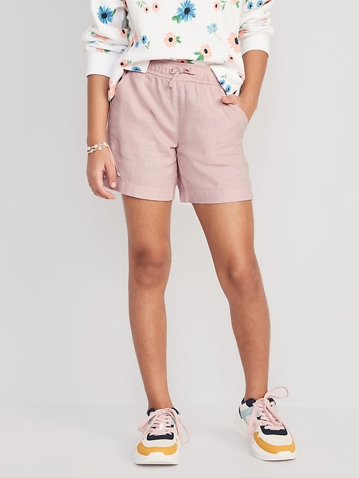 View large product image 1 of 4. Solid Linen-Blend Drawstring Midi Shorts for Girls