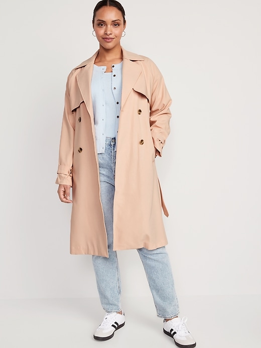 Image number 5 showing, Double-Breasted Tie-Belt Trench Coat