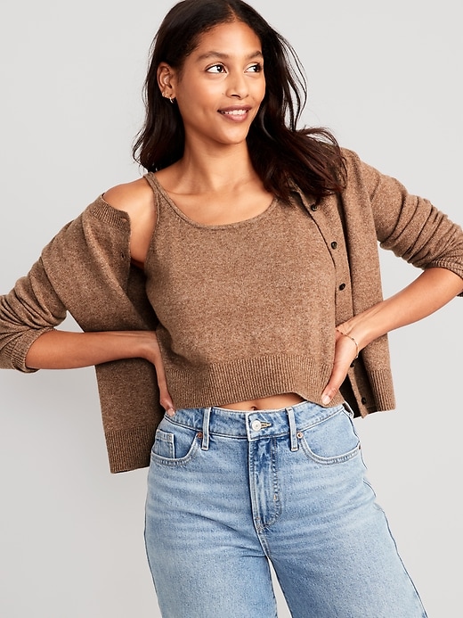 Image number 1 showing, Cozy Cropped Sweater Tank Top