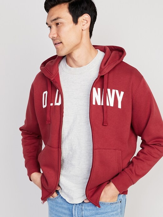 Old Navy Oversized Logo-Graphic Zip-Front Hoodie for Men. 2