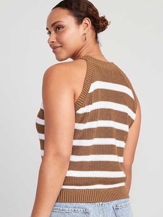 Image number 6 showing, Sleeveless Striped Shaker-Stitch Cropped Sweater