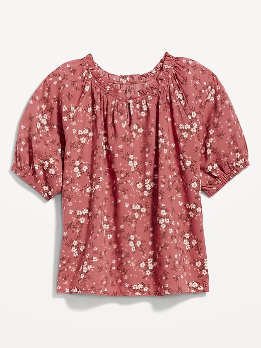 Image number 4 showing, Puff-Sleeve Floral Swing Blouse