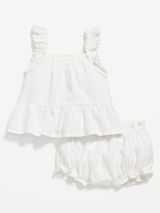 View large product image 1 of 2. Sleeveless Ruffle-Trim Top and Bloomers Set for Baby