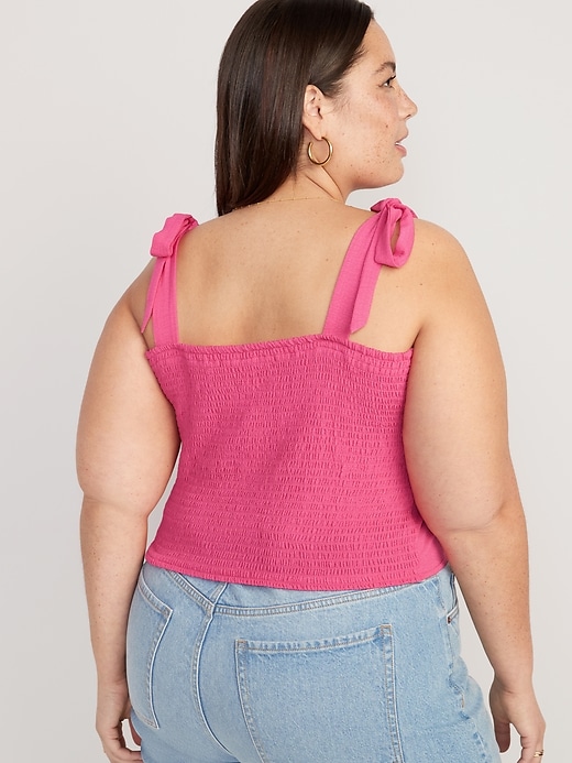 Image number 8 showing, Fitted Tie-Shoulder Cropped Dobby Corset Cami Top