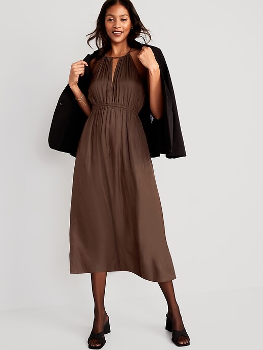 Waist-Defined Halter Satin Maxi Dress | Old Navy Waist-Defined Halter Satin Maxi Dress | Old Navy