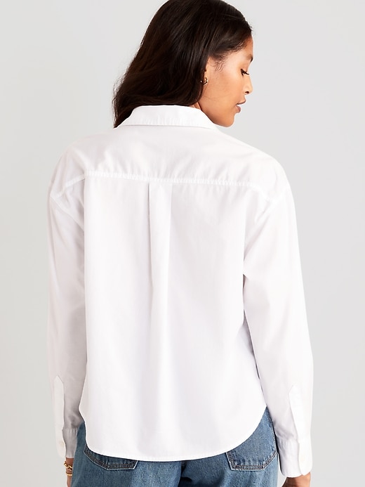 Cropped Utility-Pocket Boyfriend Shirt. | Old Navy