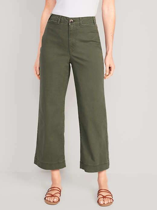 High-Waisted Wide-Leg Cropped Chino Pants | Old Navy