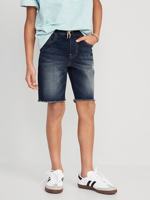 View large product image 1 of 3. 360° Stretch Pull-On Jean Shorts for Boys (At Knee)