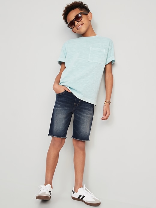 View large product image 2 of 3. 360° Stretch Pull-On Jean Shorts for Boys (At Knee)