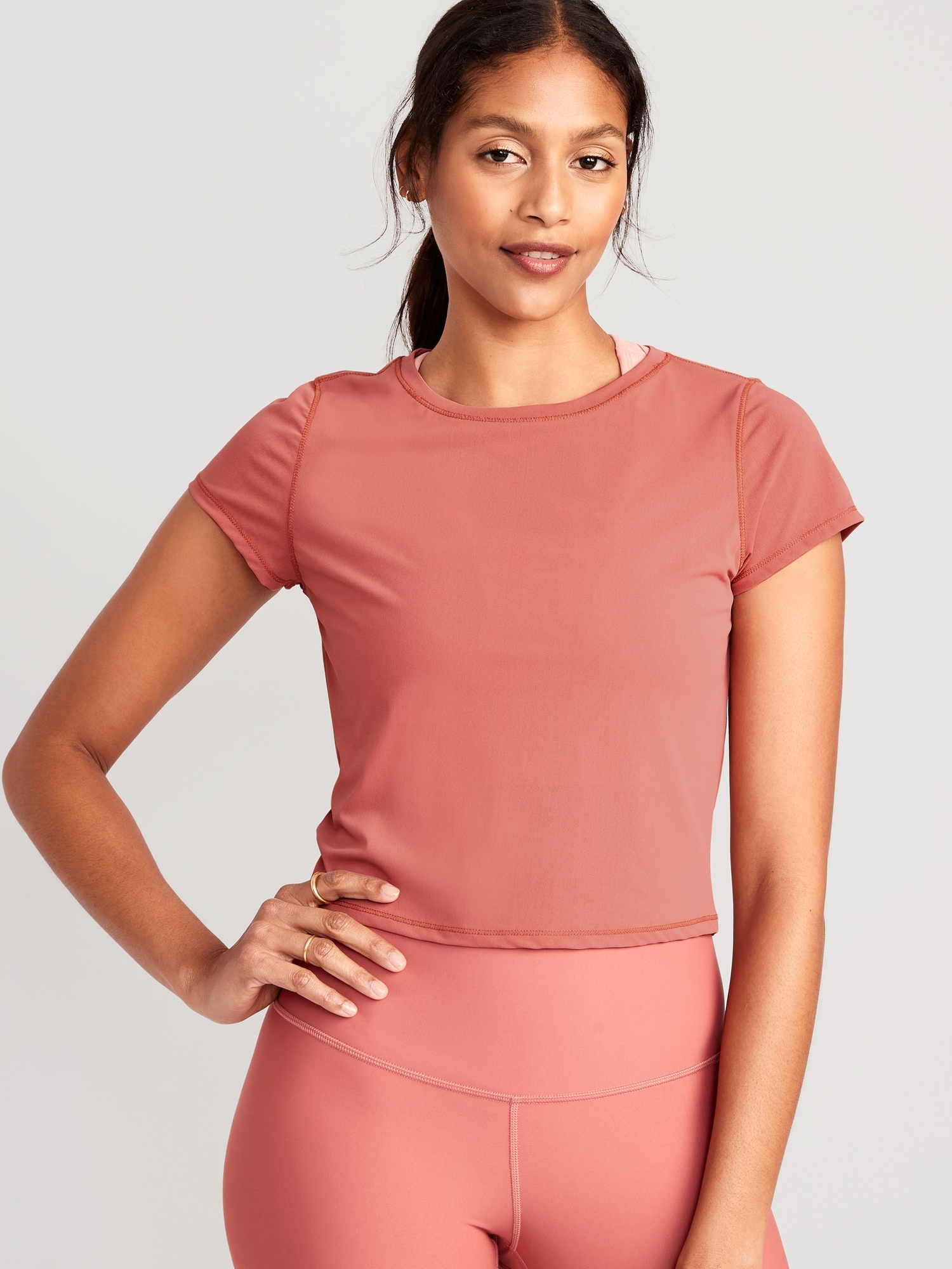Old Navy PowerSoft Cropped T-Shirt for Women pink. 1