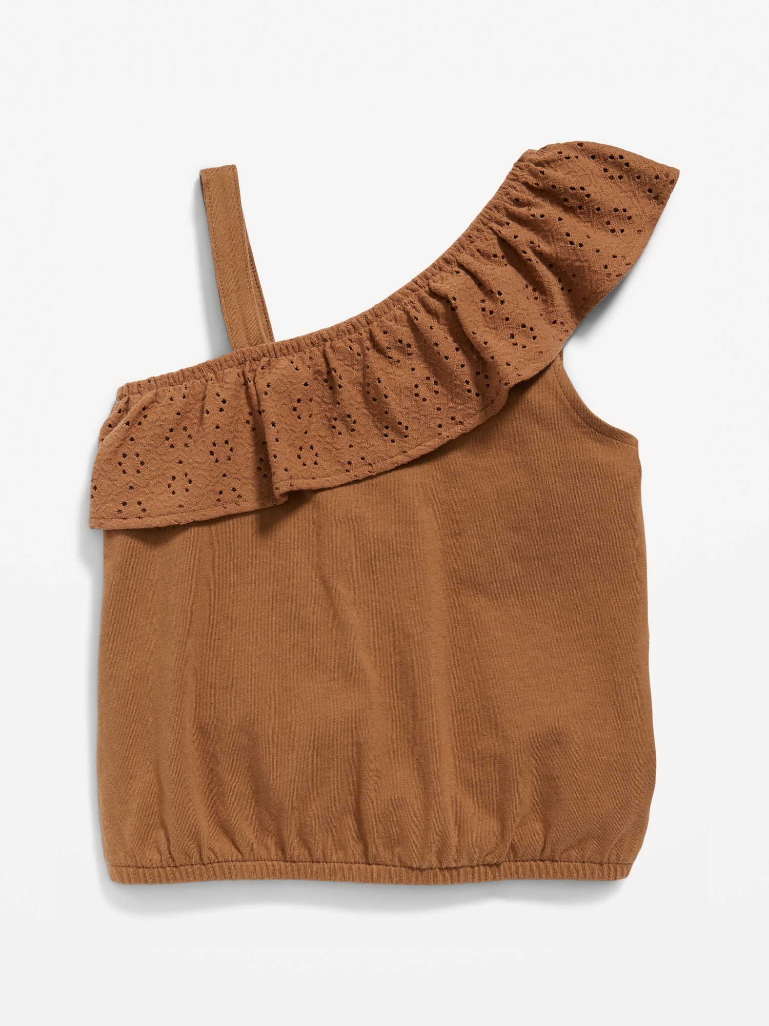 Old Navy Ruffled Jersey-Knit One-Shoulder Top for Toddler Girls brown. 1