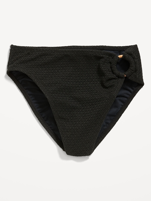Image number 4 showing, Mid-Rise O-Ring Crochet-Knit French-Cut Bikini Swim Bottoms