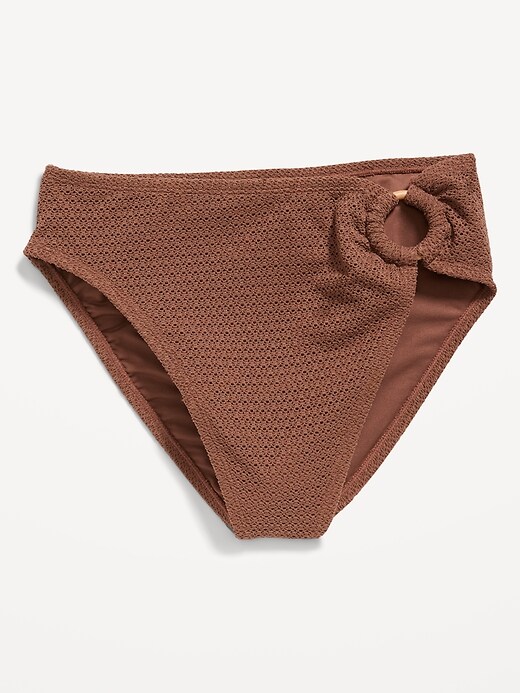 Image number 4 showing, Mid-Rise O-Ring Crochet-Knit French-Cut Bikini Swim Bottoms