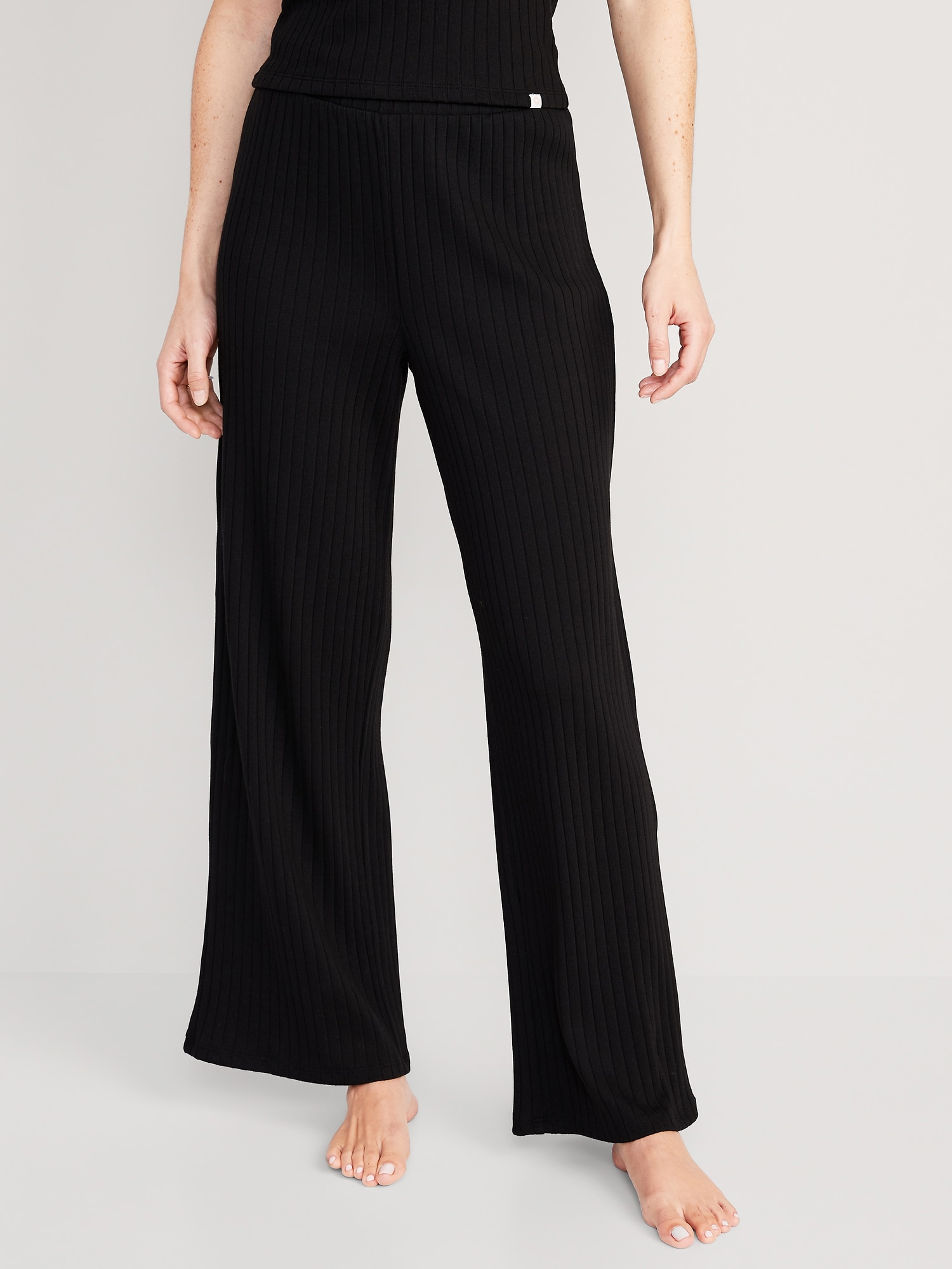 High-Waisted Rib-Knit Wide-Leg Pajama Pants for Women | Old Navy