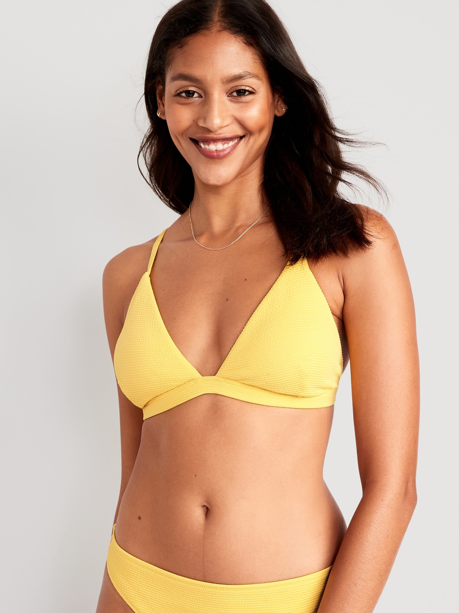 Old Navy Pucker Triangle Bikini Swim Top for Women yellow. 1