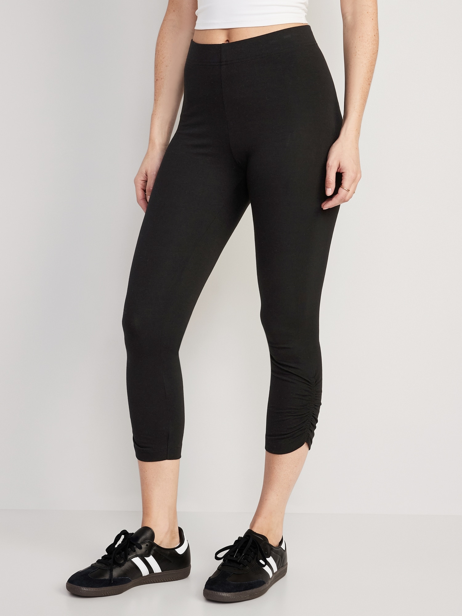 High-Waisted Cropped Ruched Leggings for Women | Old Navy