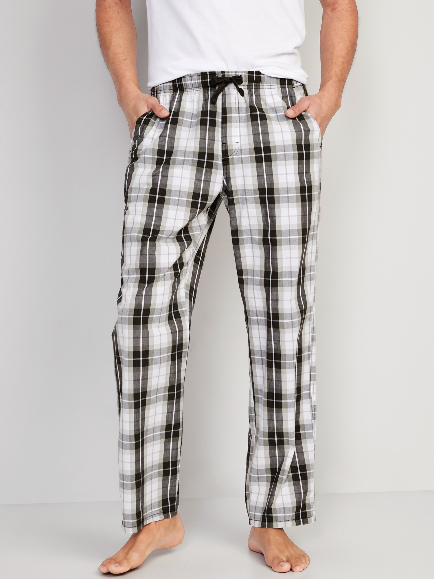 Men’s Cotton Poplin Check Print Pajama Pants