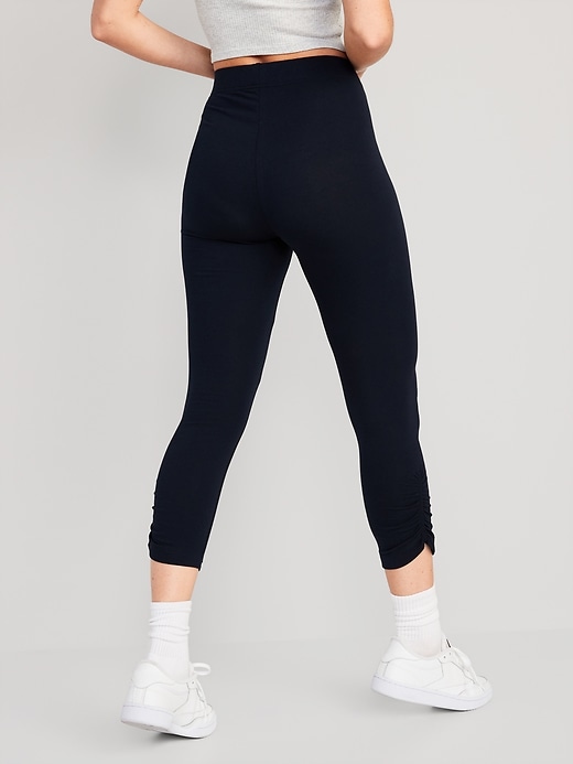 Image number 2 showing, High-Waisted Cropped Ruched Leggings for Women