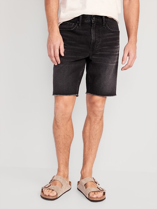 View large product image 1 of 3. Slim Built-In Flex Black Cut-Off Jean Shorts -- 9.5-inch inseam