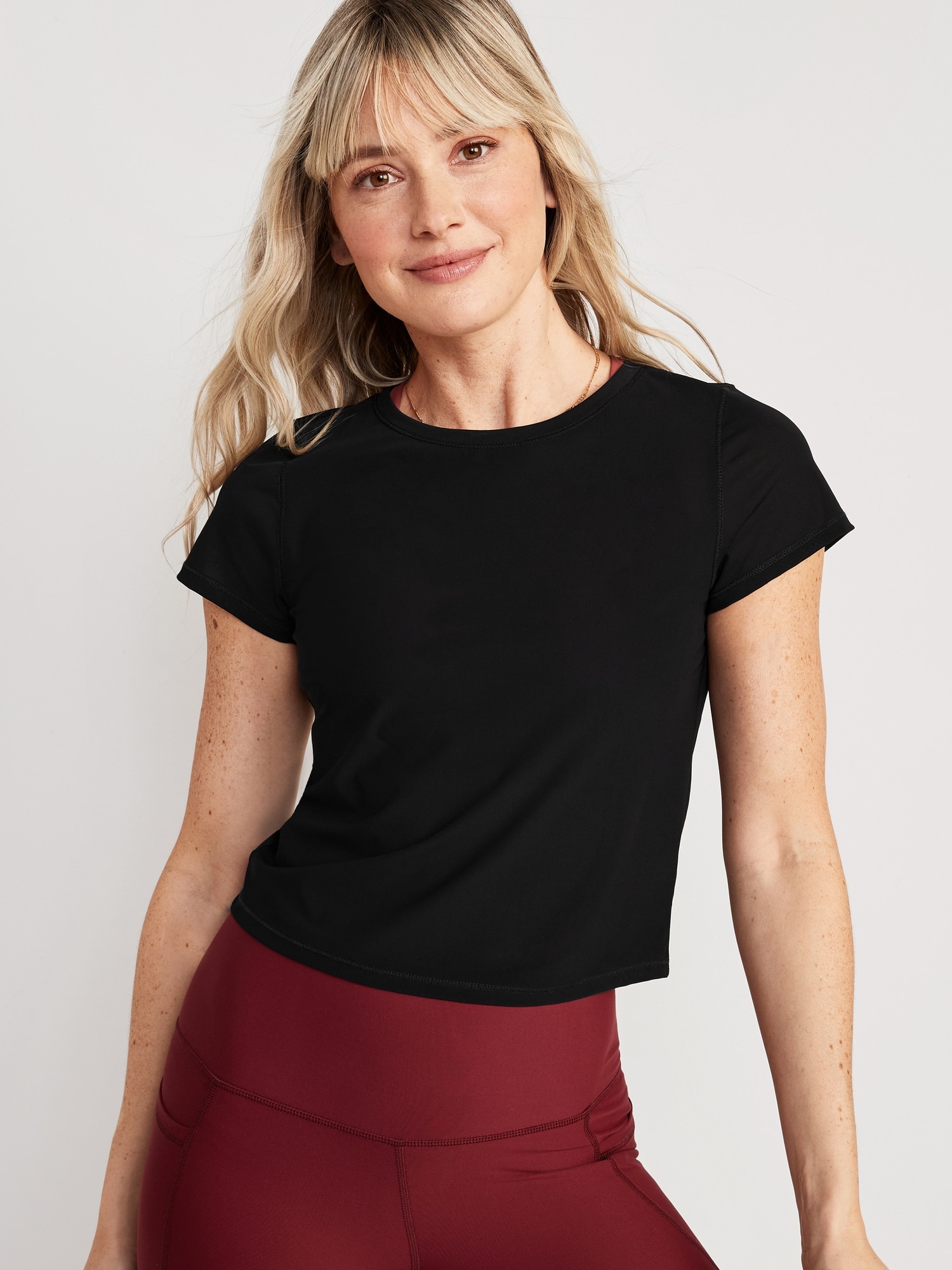 Old Navy PowerSoft Cropped T-Shirt for Women black. 1
